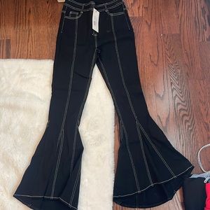 Flared leg contrast stitched jeans